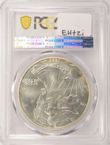 1998 $1 Silver Eagle Struck Through Reverse PCGS MS64