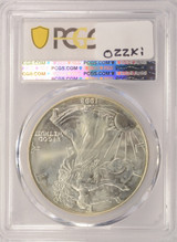 1998 $1 Silver Eagle Struck Through Reverse PCGS MS64