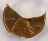 1967 1c Lincoln Cent Huge 55% Curved Clip 1.39 Grams PCGS MS62 RB
