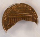 1967 1c Lincoln Cent Huge 55% Curved Clip 1.39 Grams PCGS MS62 RB