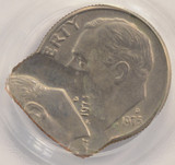 1973-D 10c Roosevelt Dime Double-Struck, 2nd 60% Off-Center Chain Strike PCGS MS62