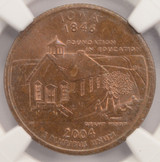 2004-D 25c Iowa Quarter Reverse Missing Clad Layer NGC MS64 RB