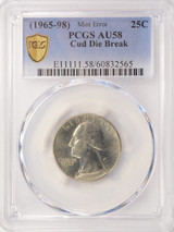(1965-1998) 25c Washington Quarter Cud Die Break Obverse PCGS AU58