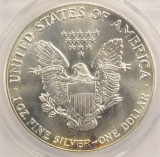 PCGS 1986 $1 Silver Eagle Struck Thru Emory Sanding Disc PCGS MS64