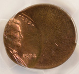 1974 1c Lincoln Cent Struck 55% Off-Center PCGS MS64 RB