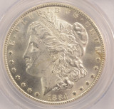1884-CC $1 Morgan Dollar 1/2'' Cracked Planchet PCGS MS64