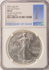 2023 $1 Silver Eagle Rim Clip at K-4 NGC MS69