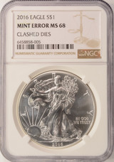 2016 $1 Silver Eagle Clashed Dies Obverse & Reverse NGC MS68