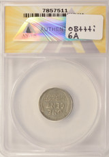 1956 1c Wheat Cent Struck on Silver Dime Blank ANACS AU50