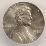 1982 1c Sm Date Lincoln Cent on Clad Dime Planchet ANACS MS64