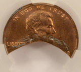 ND 1c Lincoln Cent 54% Curved Clip CACG MS63 Red