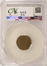 1966 1c Lincoln Cent 3% Misaligned Die CACG AU55 BN