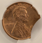 ND 1c Lincoln Cent 10% Curved Clip CACG MS62 RB