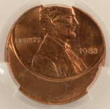 1988 1c Lincoln Cent Struck 20% Off-Center CACG MS63 Red