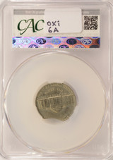 1975-D 5c Jefferson Nickel 5% Curved Clip at K-6 CACG MS64