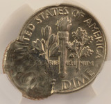 1990-P 10c Roosevelt Dime Double-Struck, 2nd 70% Off-Center CACG AU58