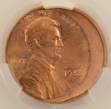 1988 1c Lincoln Cent Struck 12% Off-Center CACG MS64 Red