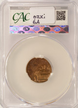 1980-x 1c Lincoln Cent Struck 45% Off-Center CACG MS63 Red