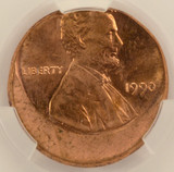 1990 1c Lincoln Cent Struck 15% Off-Center CACG MS63 Red