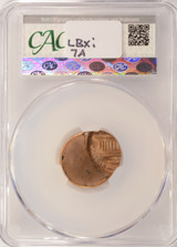 1996 1c Lincoln Cent Struck 55% Off-Center CACG MS64 Red