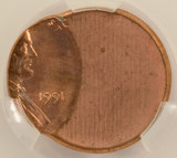 1991 1c Lincoln Cent Struck 60% Off-Center CACG MS64 Red