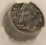 1997-P 10c Roosevelt Dime Struck 30% Off-Center CACG MS63 FB