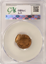1972-D 1c Lincoln Cent Double-Struck, 2nd 85% Off-Center Uniface CACG MS61 Red