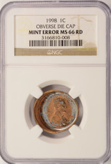 1998 1c Lincoln Cent Deep Die Cap NGC MS66 Red