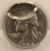 1994-P 25c Washington Quarter 20% Indent & Partial Collar CACG AU58
