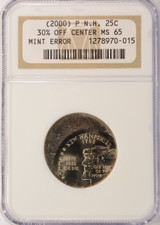 2000-P 25c New Hampshire Quarter Struck 30% Off-Center NGC MS65