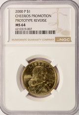 2000-P $1 Sacagawea Dollar Cheerios Prototype Reverse FS-902  NGC MS64