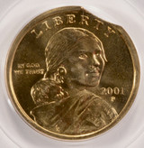 2001-P $1 Sacagawea Dollar 5% Curved Clip PCGS MS67