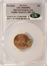 ND 1c Lincoln Cent Double-Struck, 5% & 90% Off-Center CACG MS64 Red