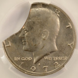 1972-D 50c Kennedy Half 20% Curved Clip & Rim Clip CACG MS62