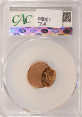 1990 1c Lincoln Cent Struck 55% Off-Center CACG MS63 Red