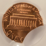 1984 1c Lincoln Cent 12% Triple Curved Clipped CACG MS64 Red