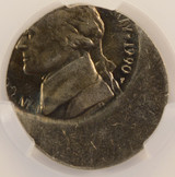 1990-P 5c Jefferson Nickel Struck 40% Off-Center CACG MS64