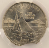 2001-P 25c Rhode Island Quarter 2% Curved Clip CACG AU58