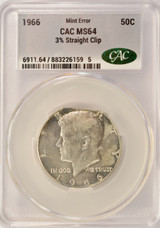 1966 50c Kennedy Half 3% Straight Clip CACG MS64
