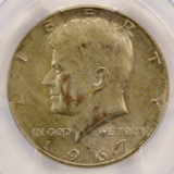 1967 50c Kennedy Half Partial Missing Clad Layer 9.53 Grams PCGS MS63