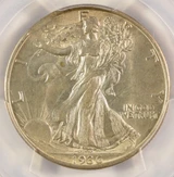 1936-D 50c Walking Half Rim Clip PCGS MS63