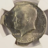 1976-D 50c Kennedy Half Triple Curved Clipped & 5% Off-Center NGC MS64