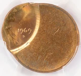 1969-D 1c Lincoln Cent Struck 75% Off-Center PCGS MS64 Red