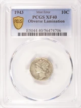 1943 10c Mercury Dime Obverse Lamination PCGS XF40