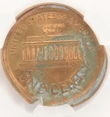 ND 1c Lincoln Memorial Cent 55% Brockage and Broadstruck CACG MS63 Red