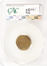 1902 1c Indian Cent Struck 12% Off-Center CACG AU50 Brown