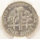 1968-D 10c Roosevelt Dime Missing Obverse Clad Layer CACG MS62 RB