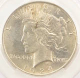 1924 $1 Peace Dollar Lamination Reverse CACG AU58
