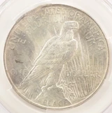 1923 $1 Peace Dollar Curved Clip at 7:00 CACG MS61