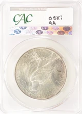 1923 $1 Peace Dollar Curved Clip at 7:00 CACG MS61